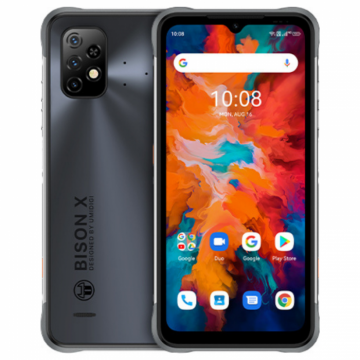 Telefon mobil UMIDIGI BISON X10 Gri, 4G, 6.53 HD+, 4GB RAM LPDDR4X, 64GB ROM, Android 11, Helio P60 OctaCore, NFC, Dual SIM, 6150mAh