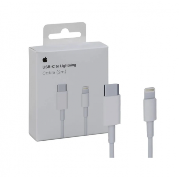 Cablu de date Apple, Lungime 2 m, Conector Lightning USB-C, Compatibil cu dispozitivile Apple, Alb