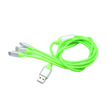 Cablu De Date Si Incarcare, Klausstech, 3in1, Type C, Lightning, Microusb, Lungime 1.2m, Fir Cauciucat, Flexibil, Verde