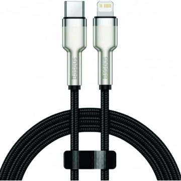 Cablu de incarcare Baseus USB Type-C - Lightning, 2m, Cafule Series, Metal, 20W, Negru