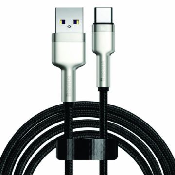 Cablu de incarcare Baseus USB - USB Type-C, 1m, Cafule Series, Metal, 66W, 6A, Negru