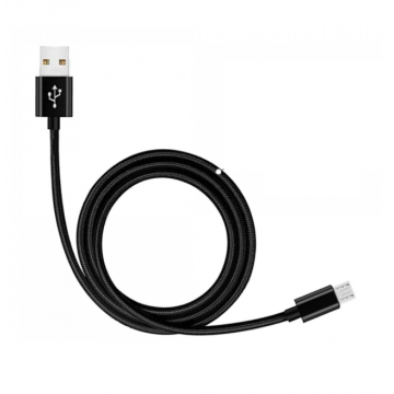 Cablu de incarcare si date Micro USB, Lungime 2 m, Conector 2 USB 2.0, Negru