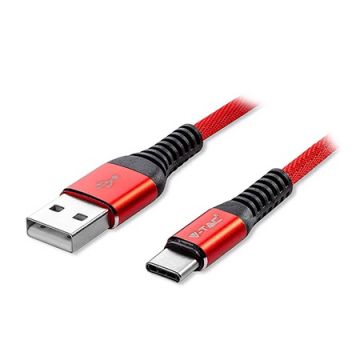 Cablu împletit Tip C Gold Edition - 1m, roșu.