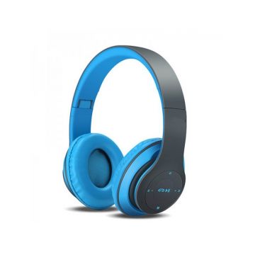 Casti Audio Cu Bluetooth , Culoare Albastru Cu Microfon Radio, Aux, Sd Card