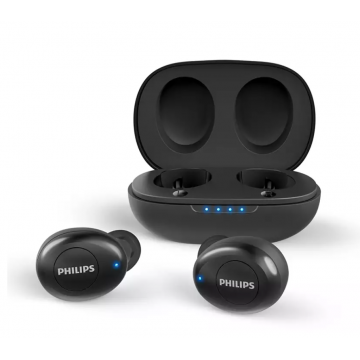 Casti Philips Wireless Cu Conectviitate Bluetooth 5.0, Difuzor 6 Mm, Microfon Incorporat, Baterie Litiu-ion, Gestionarea Apelurilor, Sistem Acustic Inchis, Negru