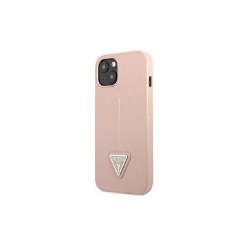 Guess Pink Saffiano Leather Triangle iPhone 14 Case