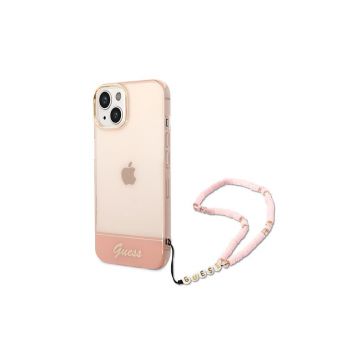 Guess Case Pink Translucent Strap - iPhone 14 Plus 6.7