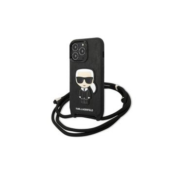 Karl Lagerfeld Case iPhone 13 Pro Black Leather Iconic