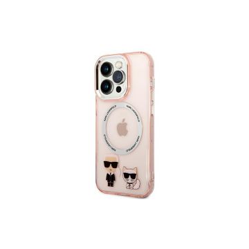 Transparenta Karl Lagerfeld pentru iPhone 14 Pro, roz, Magsafe