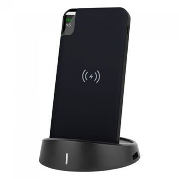 Power Bank 8000mah Incarcare Wireless Model Stand - Negru