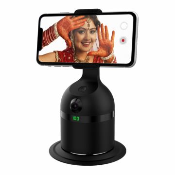 Suport cu sistem de stabilizare Gimbal Souing Genie 360   I20Pro Negru cu AI Smart Tracking, camera, recunoastere faciala si speaker