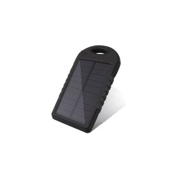 Baterie externa cu incarcare solara, POWERBANK, negru