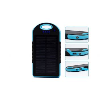 Baterie externa cu incarcare solara, POWERBANK, negrualbastru