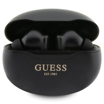 Căști Bluetooth Guess TWS cu Docking Station, negre, clasice