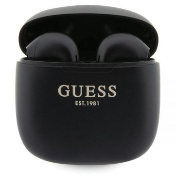Căști Bluetooth profesionale Guess TWS + stație de andocare, negre