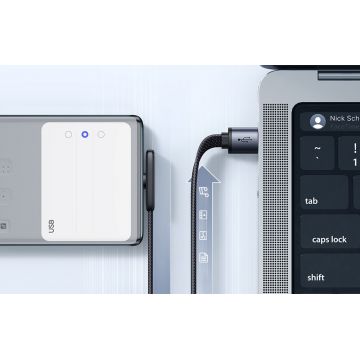Cablu pentru incarcare si transfer date Mcdodo CA-3341, USB/USB-C, 100W, 6A, 1.8m, Unghi incarcare 90 grade, Negru