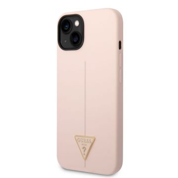 Guess Pink Hardcase Silicone Line for iPhone 14 Plus.