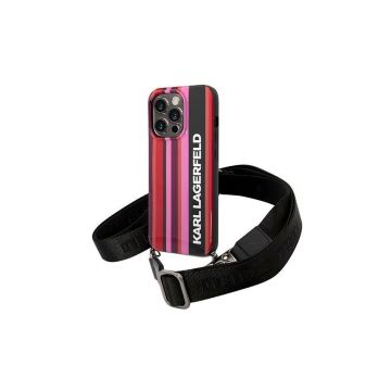 Karl Lagerfeld Hardcase Pink Stripes Strap pentru Iphone 14 Pro