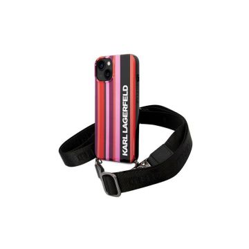Karl Lagerfeld Iphone 14 Color Stripes Hardcase Pink Strap