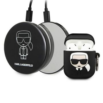Set Karl Lagerfeld: Carcasa Profesionala pentru AirPods KLBPPBOA2K Black + Power Bank Iconic