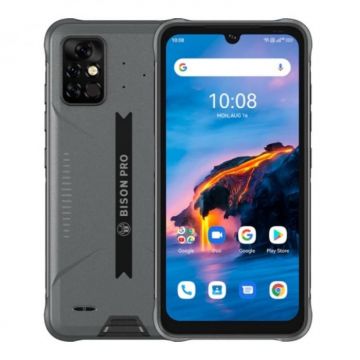 Telefon mobil UMIDIGI Bison Pro Gri, 4G, 6.3 FHD+, Termometru IR, 8GB RAM, 128GB ROM, Android 11, Helio G80, NFC, IP68, 5000mAh, Dual SIM
