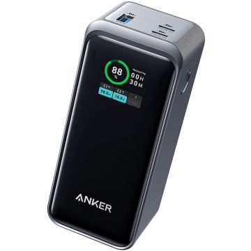Anker Acumulator extern Anker Prime, 20.000 mAh, 200W, Smart Digital Display, 2x USB-C, 1x USB-A, Negru