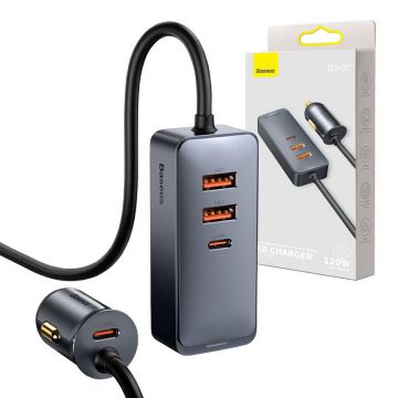 Baseus Charger Share Together, Fast 4-Port Car Charger (Grey)