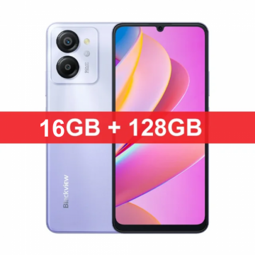 Telefon mobil Blackview Color 8 Purple, 4G, 6.75 HD+ 90Hz, 16GB RAM(8GB+8GB), 128GB ROM, 50MP, Android 13, Unisoc T616, 6000mAh, Dual SIM