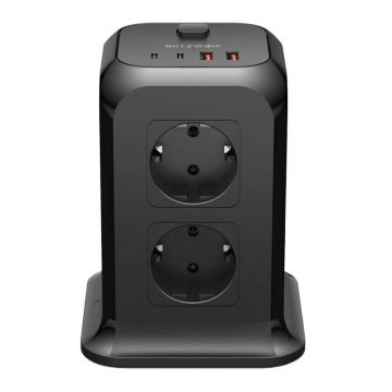 BlitzWolf BW-PC3: Charger With 8 Outlets, 2x USB-C (black)