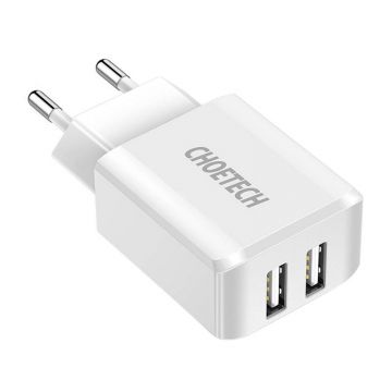 2x USB Power Charger, Choetech C0030 (White)