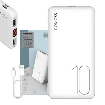 Powerbank Romoss PSP10 10000mAh (alb) - charging device with multiple features