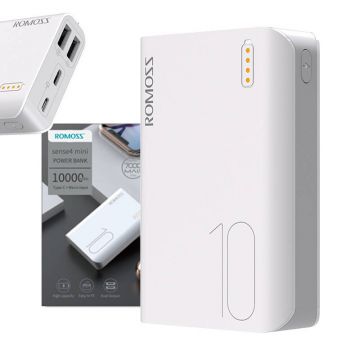 Mini Powerbank Romoss Sense 4 with 10000mAh Capacity (White)