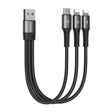 3-in-1 Joyroom USB Cable: USB-C / Lightning x2, 3.5A, 0.15m (black)