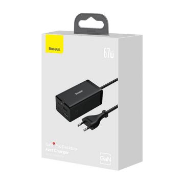 Charger Baseus Gan5 Pro: 67w, 2xusb-c, USB + HDMI (black)