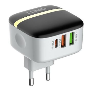 Wall Charger LDNIO A3513Q 2USB, USB-C 32W + USB-C to Lightning Cable