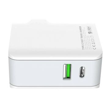 Compact Charger LDNIO A4403c: USB, USB-C, 20w + Lightning