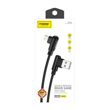 Angled USB Cable X70, Foneng, 3A, 1m, Black