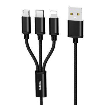Remax Gition Cable USB Charger, 3in1, 1.15m (Black)