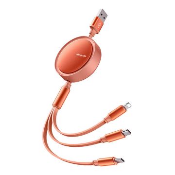 Cable USB Mcdodo 3in1 Retractable 1.2m, Orange & Durable
