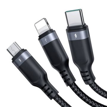 Cable USB Multi-use Joyroom 3w1 / 3,5A / 2m (Black)