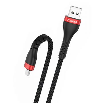 Cable USB Micro Foneng X82 Armoured, 3A, 1m (Black)