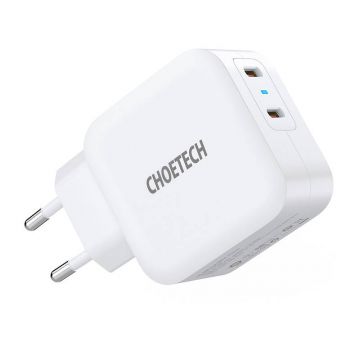PD6009 Charger - 2x USB-C, 20W, White