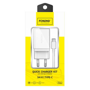 Charger Foneng K300 USB-C + USB Cable Fast Charging