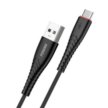 Foneng X15 Cable, USB/USB-C, 2.4A, 1.2m (Black)