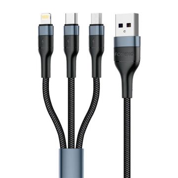 Cablul USB Foneng X51 3-in-1, 3A, 1m (Negru)