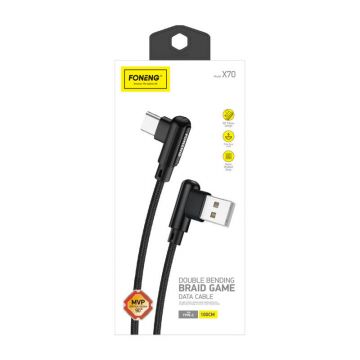 Foneng X70 USB-C Cable 3A, Black, 1m