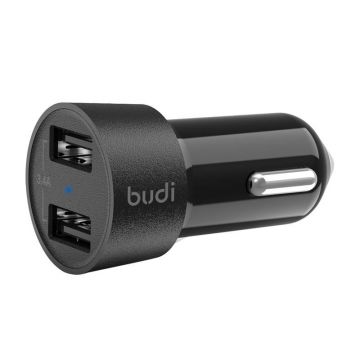 Incarcator auto cu led Budi, 2x USB, 3.4A (negru)