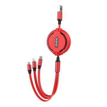 3-in-1 Universal USB Cable, 2.4A, 1.1m (Red)