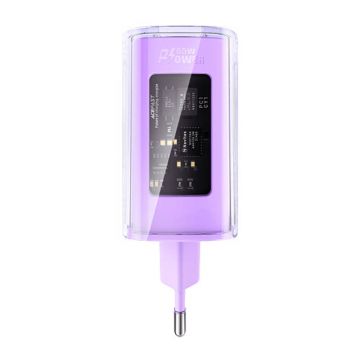 Purple Acefast A45 Charger: 2x USB-C, 1x USB-A, 65W PD