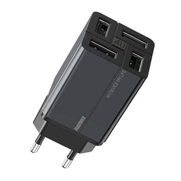 Remax Charger RP-U43, 4 USB, 3.4A, Black